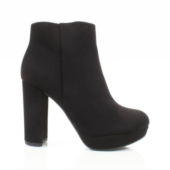 Black Towering Heel Platform Ankle Booties - Picture 3 of 5